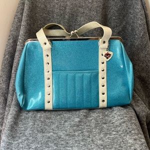 Holdfast handbag, glitter vinyl frame bag